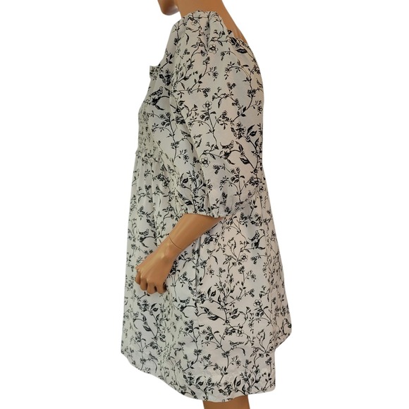 American Eagle Womens Smocked Dress Size Large Puff Sleeve Cottage Birds NWOT - Picture 4 of 16